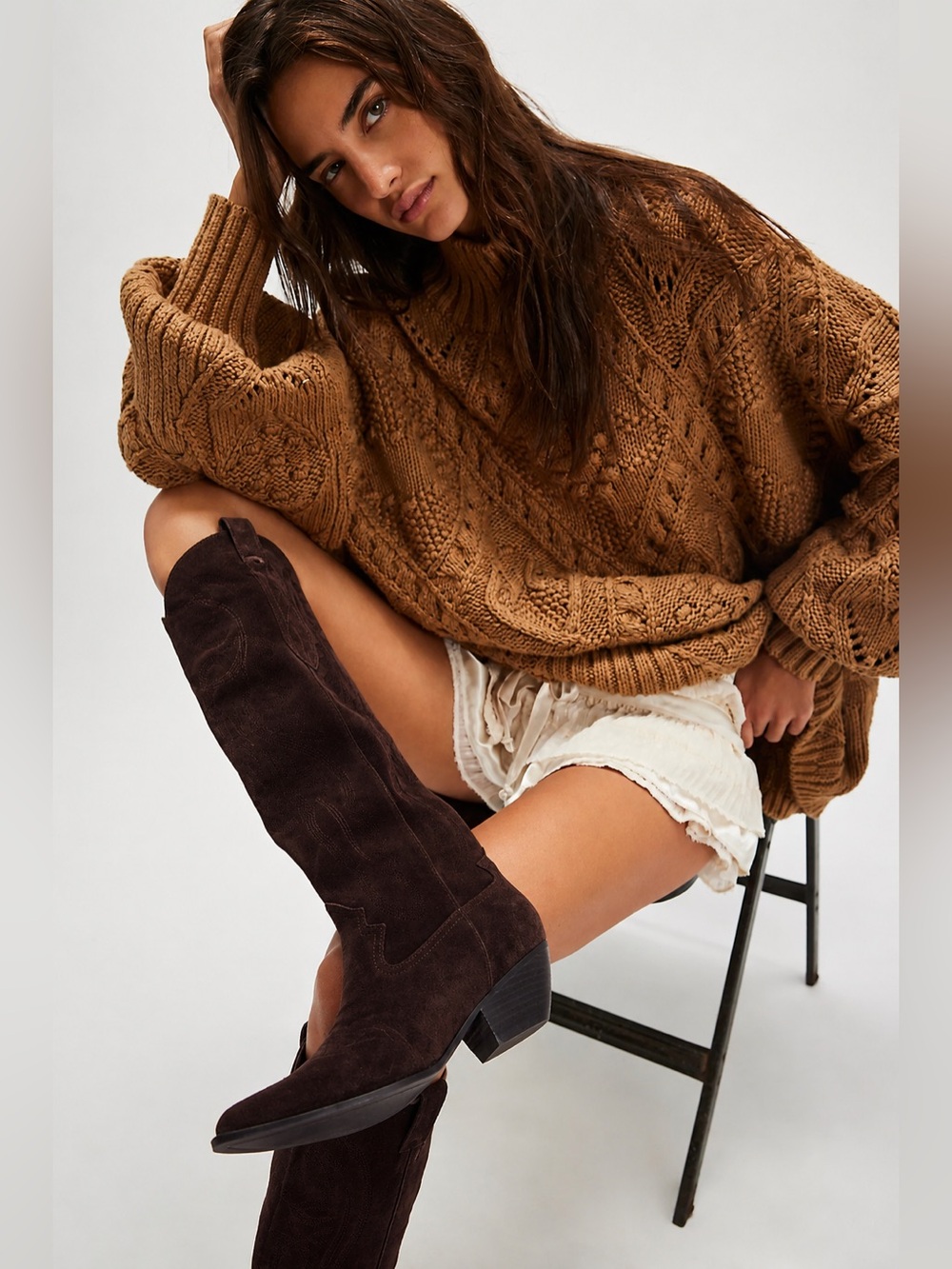 Steve Madden Dollie suede brown 5.5 western cowboy boots